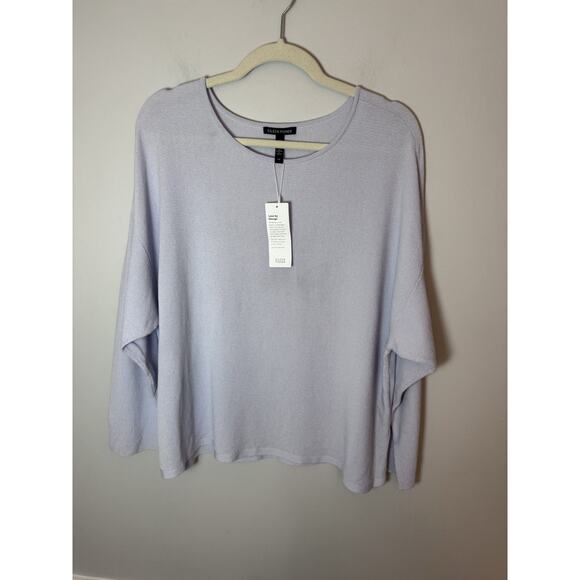 Eileen Fisher Tencel Stretch Round Neck Knit Top HYACINTH Blue Sz Large NWT $248 - Picture 5 of 9